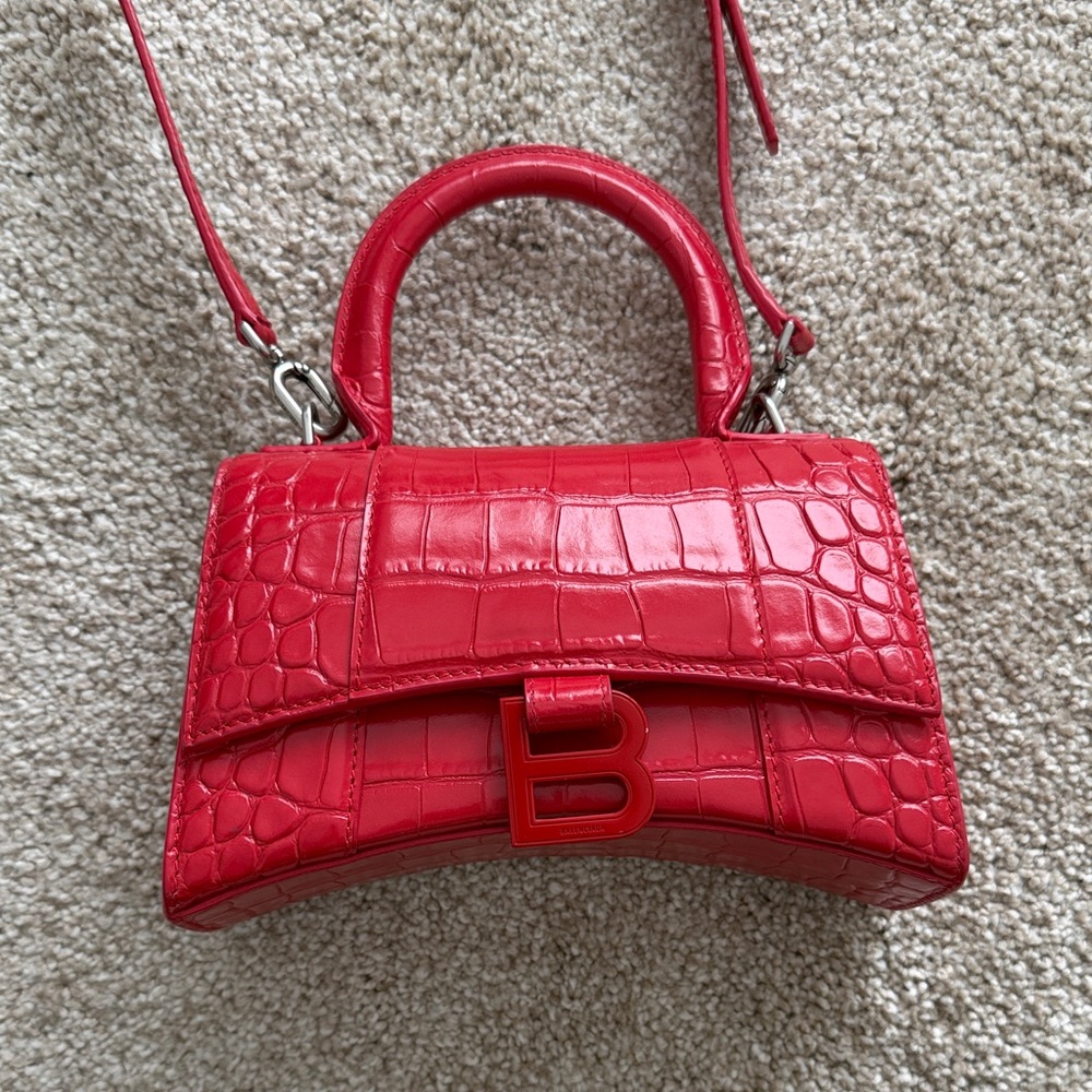 Balenciaga Red Croc-Embossed Mini Bag